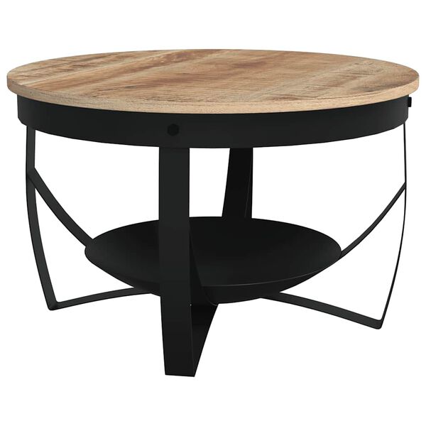 vidaXL Table basse Ø68x43 cm Bois de manguier brut