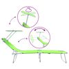 vidaXL Chaise longue pliable avec auvent acier vert pomme