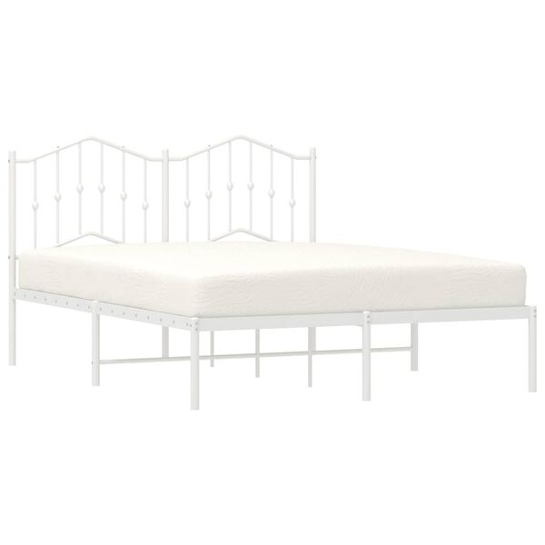 vidaXL Cadre de lit m&eacute;tal sans matelas et t&ecirc;te de lit blanc 135x190 cm
