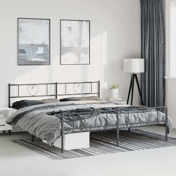 vidaXL Cadre de lit m&eacute;tal sans matelas avec pied de lit noir 193x203cm