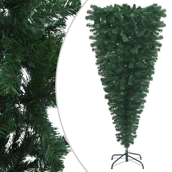 vidaXL Arbre de No&euml;l artificiel renvers&eacute; pr&eacute;-&eacute;clair&eacute; vert 210 cm