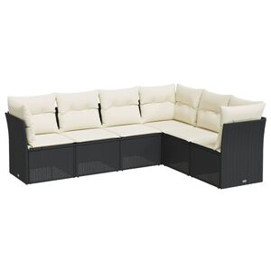 vidaXL Salon de jardin 6 pcs avec coussins noir r&eacute;sine tress&eacute;e