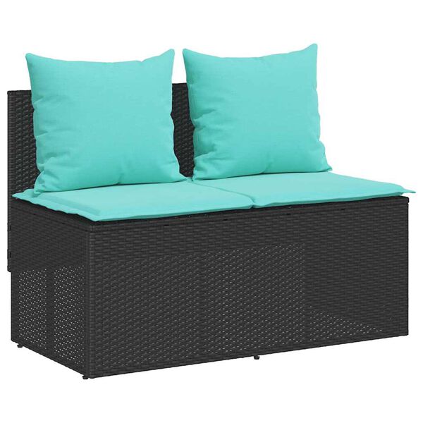 vidaXL Ensemble &agrave; manger de jardin avec coussins 3 pcs Noir