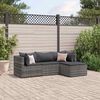 vidaXL Salon de jardin 4 pcs avec coussins Gris R&eacute;sine tress&eacute;e