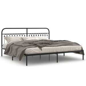 vidaXL Cadre de lit métal sans matelas avec tête de lit noir 193x203cm