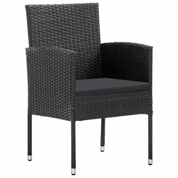vidaXL Chaises de jardin avec coussins noir lot de 2 r&eacute;sine tress&eacute;e
