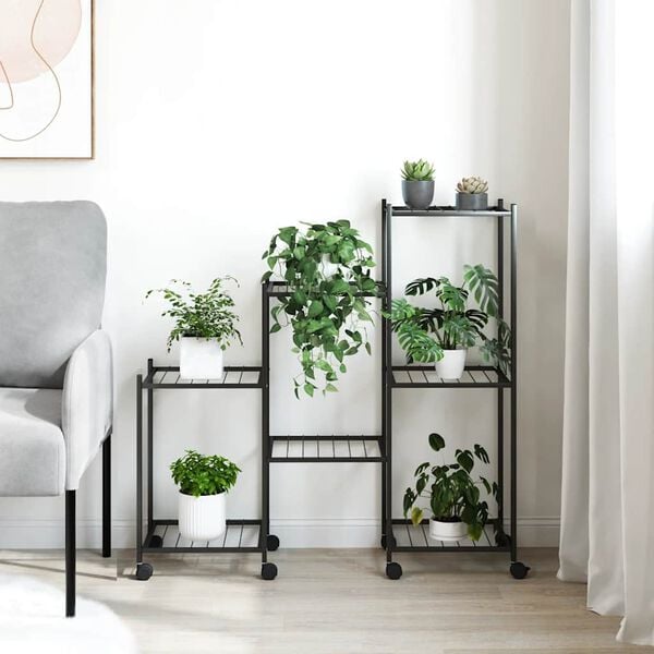 vidaXL Jardini&egrave;re avec roues 83x25x83,5 cm Noir Fer