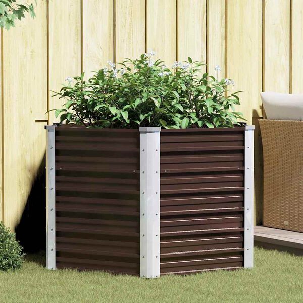 vidaXL Lit surélevé de jardin Marron 129x129x77 cm Acier galvanisé