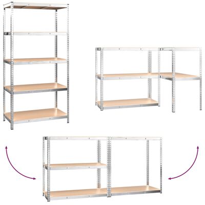 vidaXL Étagère de rangement 5 niveaux Argenté Acier et bois ingénierie