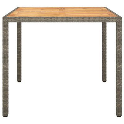 vidaXL Table de jardin 90x90x75cm Résine tressée et bois d'acacia Gris