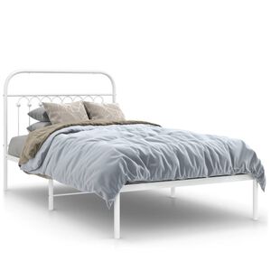 vidaXL Cadre de lit m&eacute;tal sans matelas et t&ecirc;te de lit blanc 100x200 cm