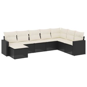 vidaXL Salon de jardin 8 pcs avec coussins noir r&eacute;sine tress&eacute;e