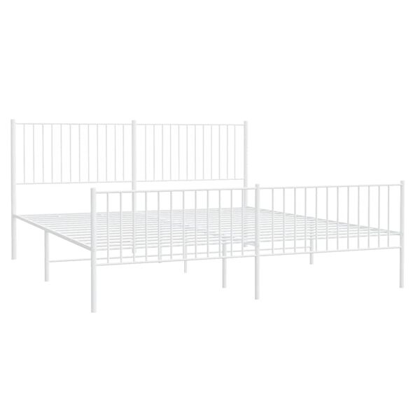 vidaXL Cadre de lit m&eacute;tal sans matelas et pied de lit blanc 193x203 cm