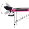 vidaXL Table de massage pliable 3 zones Aluminium Noir et rose