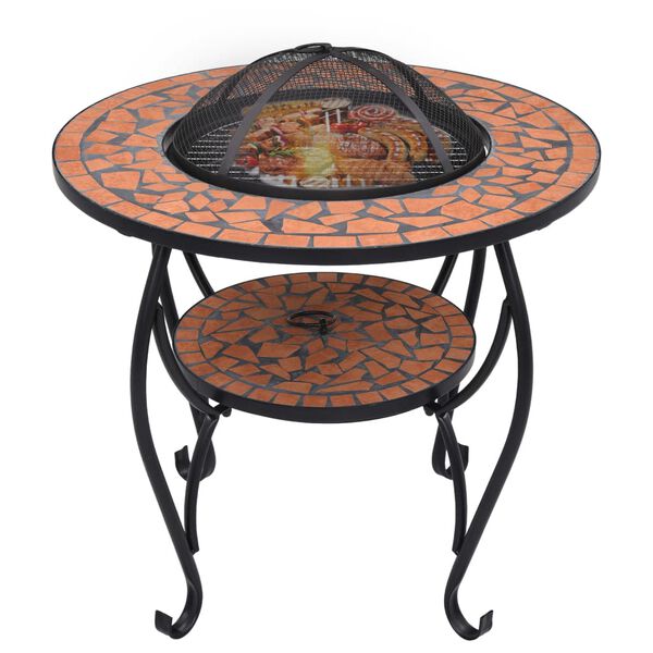 vidaXL Table de foyer mosaïque Terre cuite 68 cm Céramique