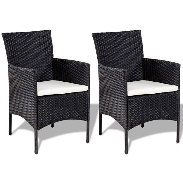 vidaXL Salon de jardin 4 pcs avec coussins R&eacute;sine tress&eacute;e Noir
