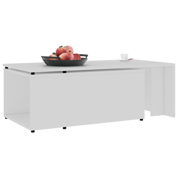 vidaXL Table basse Blanc 150x50x35 cm Bois d'ing&eacute;nierie