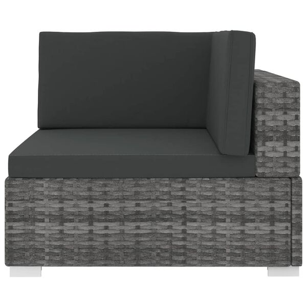 vidaXL Chaise d'angle sectionnelle avec coussins r&eacute;sine tress&eacute;e gris