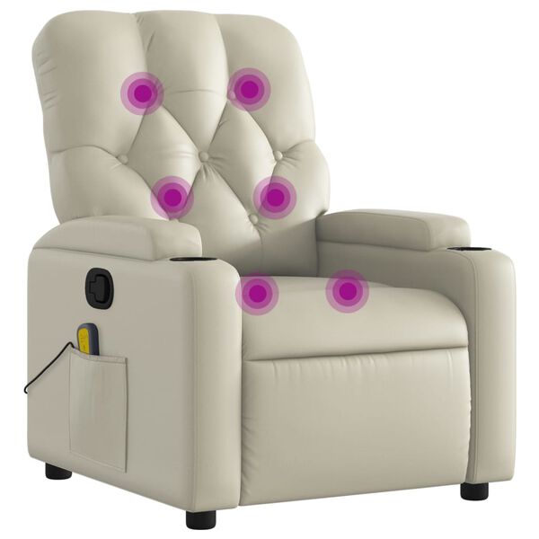 vidaXL Fauteuil de massage inclinable cr&egrave;me similicuir