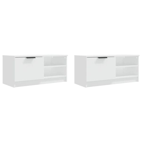 vidaXL Meubles TV 2 pcs Blanc 80x35x36,5 cm Bois d'ing&eacute;nierie