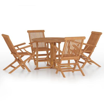 vidaXL Ensemble à dîner d'extérieur pliable 5 pcs Bois solide de teck