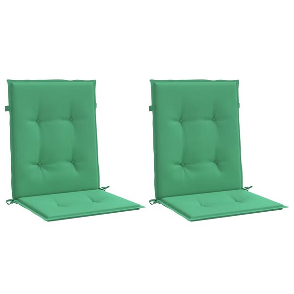 vidaXL Coussins de chaise de jardin &agrave; dossier bas lot de 2 vert