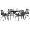 vidaXL Ensemble &agrave; manger de jardin et coussins 5 pcs noir rotin verre