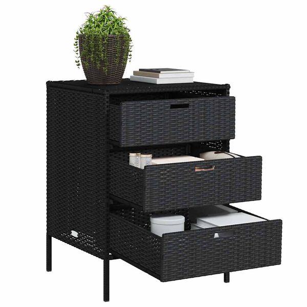 vidaXL Armoire de rangement de jardin noir 55x59x80 cm r&eacute;sine tress&eacute;e