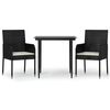 vidaXL Ensemble &agrave; manger de jardin avec coussins 3 pcs Noir