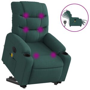 vidaXL Fauteuil inclinable de massage &eacute;lectrique vert fonc&eacute; tissu