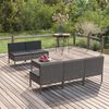 vidaXL Salon de jardin 6 pcs avec coussins r&eacute;sine tress&eacute;e gris
