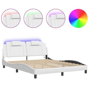 vidaXL Cadre de lit Viana avec LED sans matelas blanc 152x203 cm