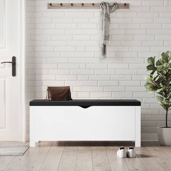 vidaXL Bo&icirc;te de rangement avec coussin blanc 105x40x45 cm