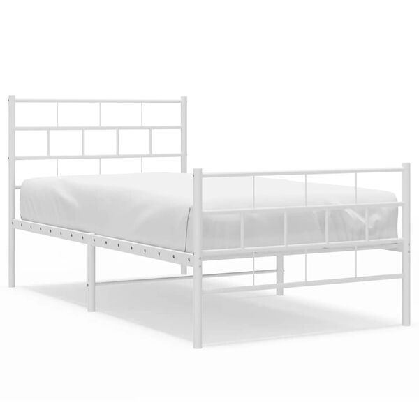 vidaXL Cadre de lit m&eacute;tal sans matelas et pied de lit blanc 100x200 cm