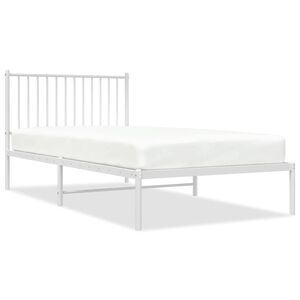 vidaXL Cadre de lit m&eacute;tal sans matelas et t&ecirc;te de lit blanc 100x200 cm