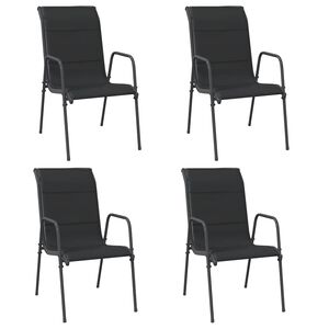 vidaXL Chaises de jardin 4 pcs Acier et textil&egrave;ne Noir