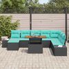 vidaXL Ensemble de canapé de jardin 9 pcs Noir et Sarcelle
