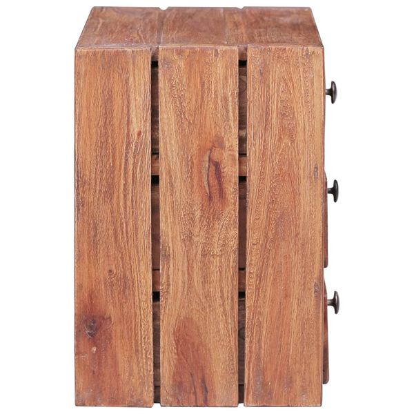 vidaXL Table de chevet avec 3 tiroirs 35x25x35 cm bois d'acajou massif