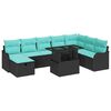 vidaXL Ensemble de canapé de jardin avec coussin 9 pcs Noir Poly rotin