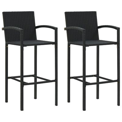 vidaXL Tabourets de bar lot de 2 noir résine tressée