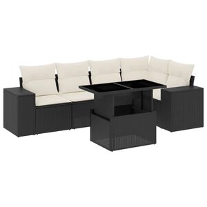 vidaXL Salon de jardin 6 pcs avec coussins noir r&eacute;sine tress&eacute;e