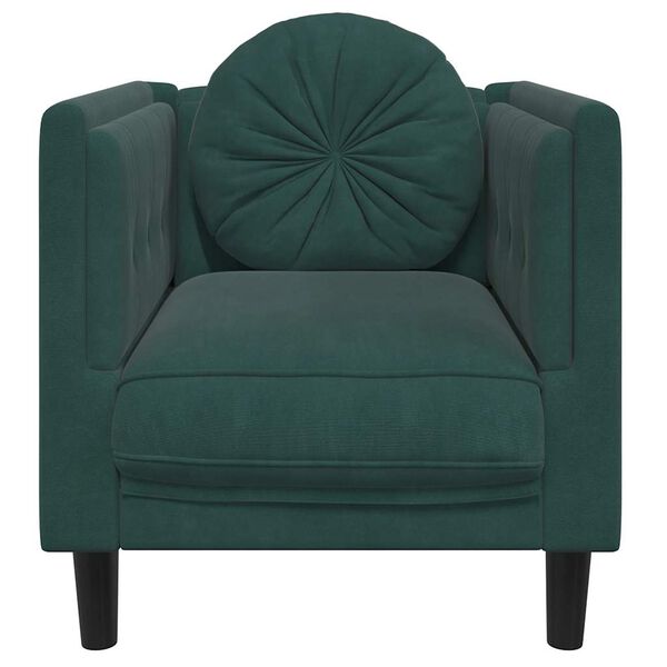 vidaXL Fauteuil avec coussin vert foncé velours