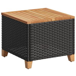 vidaXL Table de jardin noir 45x45x37 cm r&eacute;sine tress&eacute;e et bois acacia