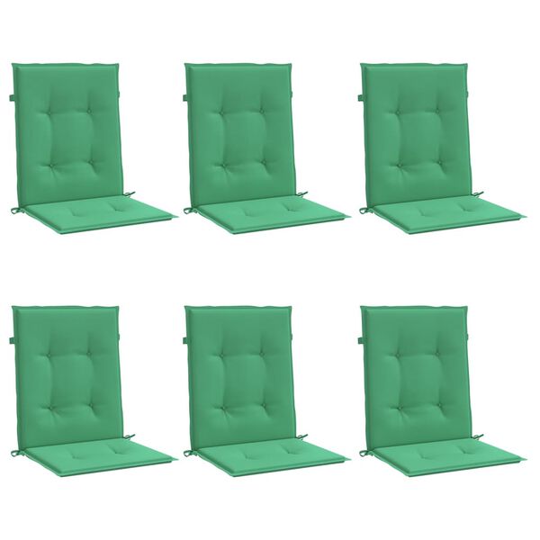 vidaXL Coussins de chaise de jardin &agrave; dossier bas lot de 6 vert