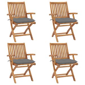 vidaXL Chaises pliables de jardin avec coussins lot de 4 Teck solide