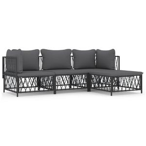 vidaXL Salon de jardin avec coussins 4 pcs anthracite acier