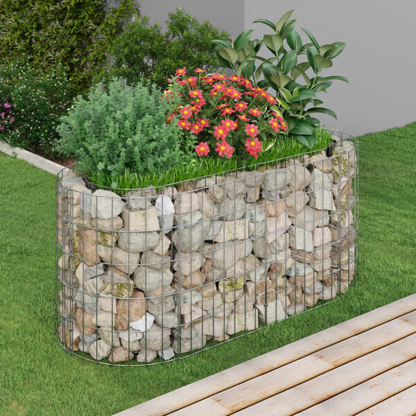 vidaXL Lit sur&eacute;lev&eacute; &agrave; gabion Fer galvanis&eacute; 120x50x50 cm