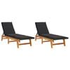 vidaXL Chaises longues et coussins lot de 2 R&eacute;sine tress&eacute;e et acacia