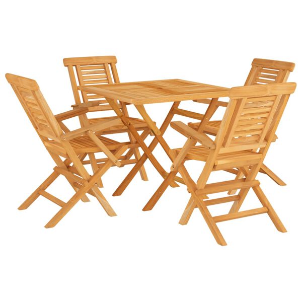 vidaXL Ensemble &agrave; manger de jardin 5 pcs Bois de teck massif