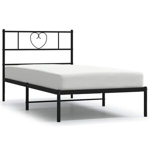 vidaXL Cadre de lit m&eacute;tal sans matelas avec t&ecirc;te de lit noir 100x190cm